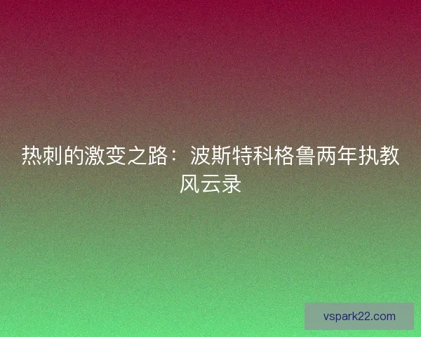 热刺的激变之路：波斯特科格鲁两年执教风云录